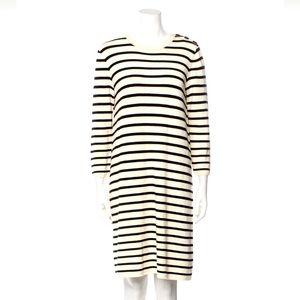 Theory Cream Striped Knee-Length Knit Dress Size‎ P / 0